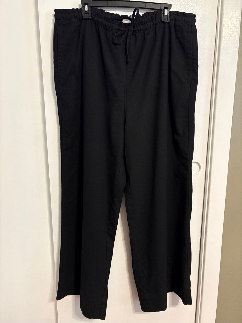 Black Wide Leg Drawstring Trousers for Women